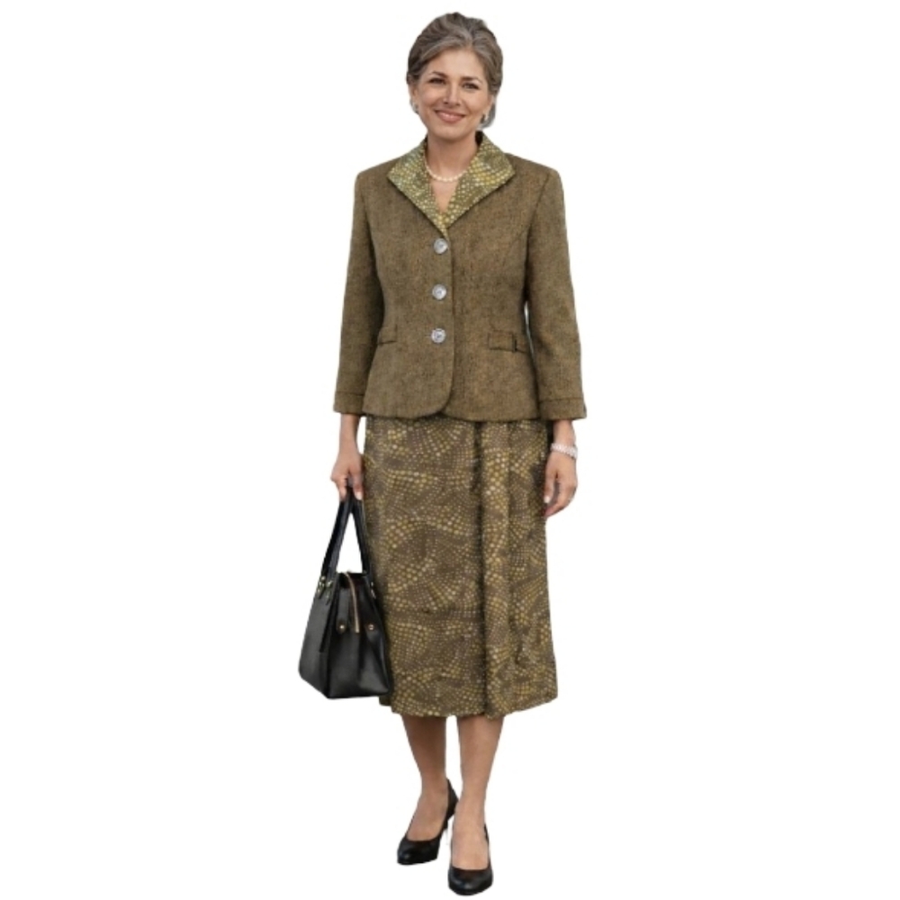 Y2K Studio I Women's 14P 2 Pc‎ Suit Dress & Blazer Midi Formal Career